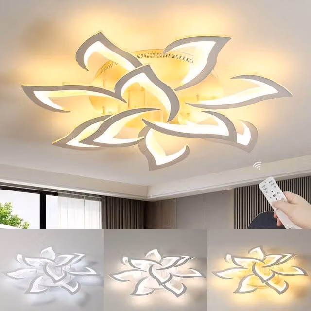 Goeco Modern LED Ceiling Light in White with Remote Control and App Dimming for Bedrooms – 1