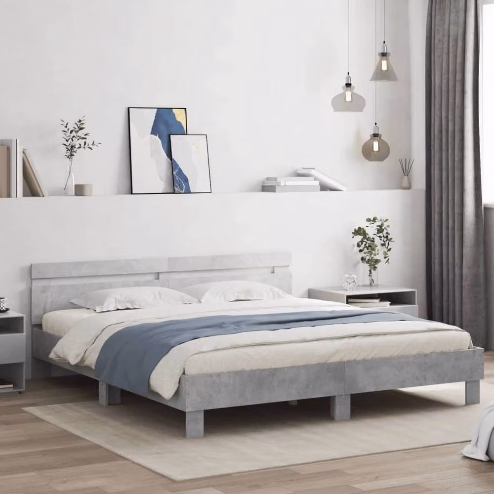 Berkfield Home Bed Frame in Concrete Grey, W/D/H: 180 x 200 cm, Super King Size – 2
