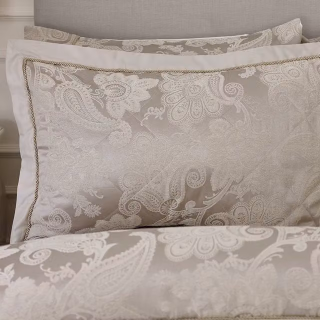 Catherine Lansfield Opulent Jacquard Cotton Pillow Protector in Beige