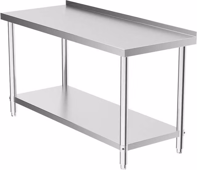 Nordara Stainless Steel Commercial Kitchen Prep Table with Shelves in Silver W/D/H: 150 x 80 x 42.1 cm – 1