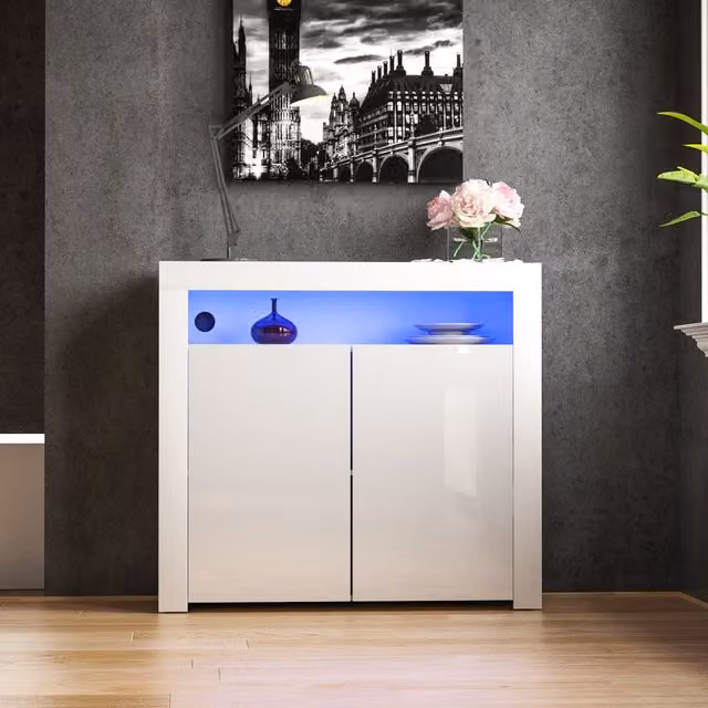 Vida Designs Nova LED Sideboard in White Glossy Finish