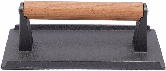 Nordara Cast Iron and Wood Steak Burger Press for BBQ in Black – 1