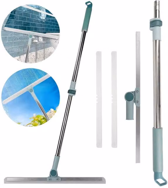 NESTLUNE Floor Rubber Squeegee and Tile Cleaning Wiper with Scraper, Green, W: 15 cm, H: 117 cm
