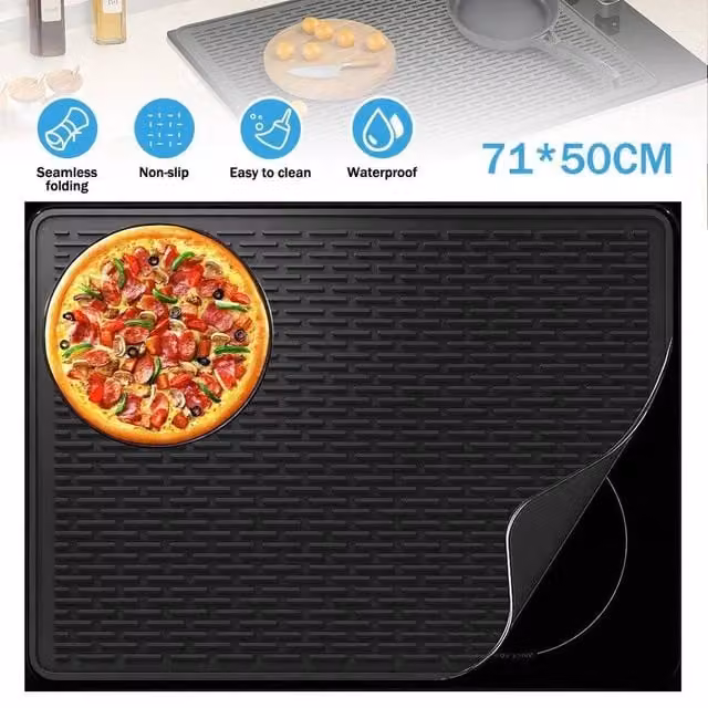NESTLUNE Heat Resistant Hob Protector Mat in Black, W: 71 cm, D: 50 cm