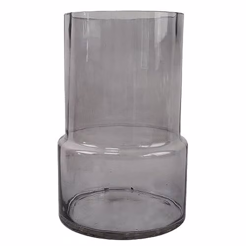 Leaf Designer Glass Tabletop Vase in Transparent and Grey, H 26.0 cm x W 17.0 cm x D 17.0 cm