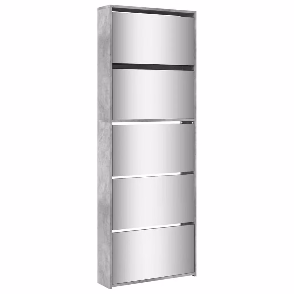 Berkfield Home Modern Shoe Cabinet with Mirror in Grey, W: 63 cm, D: 17 cm, H: 169.5 cm – 2