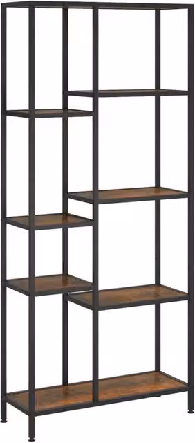 Berkfield Home Industrial Book Shelf in Brown Steel and Wood, W/D/H: 80 x 30 x 180 cm
