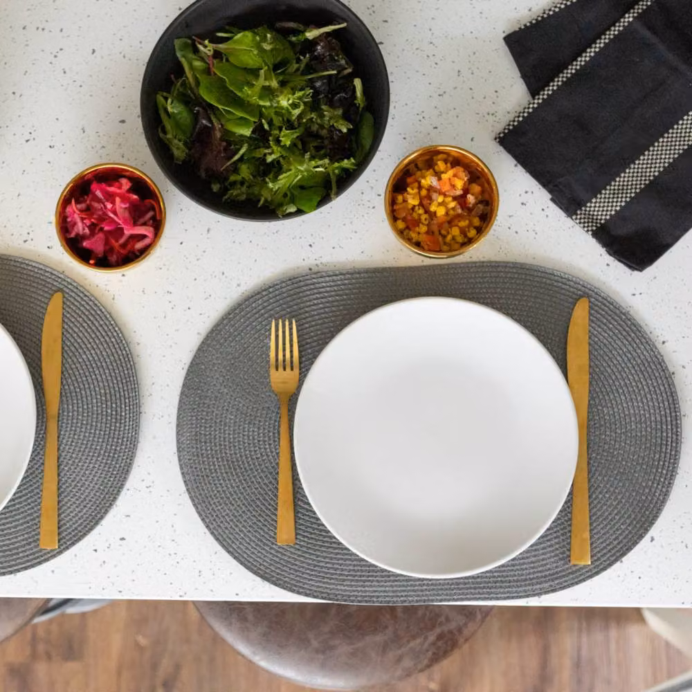 D-C-Fix Wipe Clean Woven Oval Placemats in Steel Grey, 4 Pack – 4