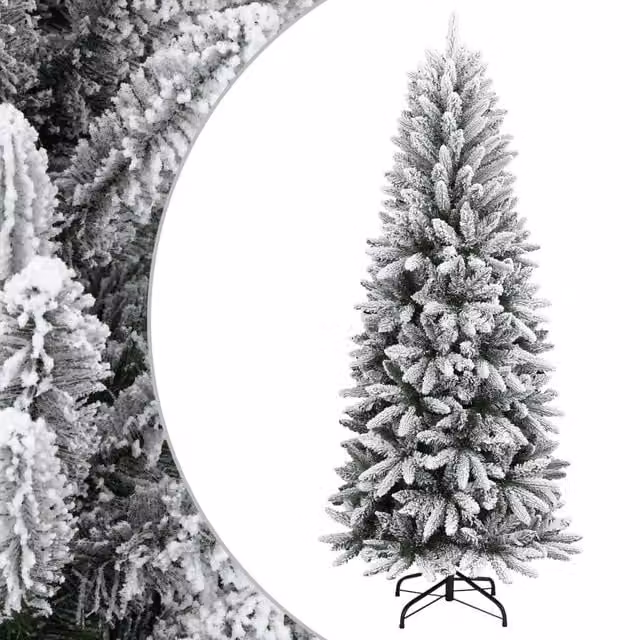 Berkfield Home Artificial Flocked Snow Christmas Tree in White, Height: 120 cm