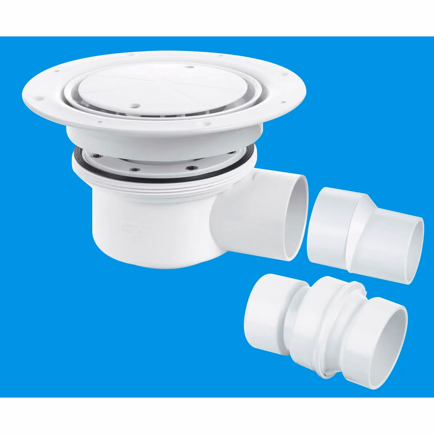 McAlpine TSG52WH Two-Piece 50mm White Plastic Water Seal Trapped Gully with Clamp Ring and Cover – 2
