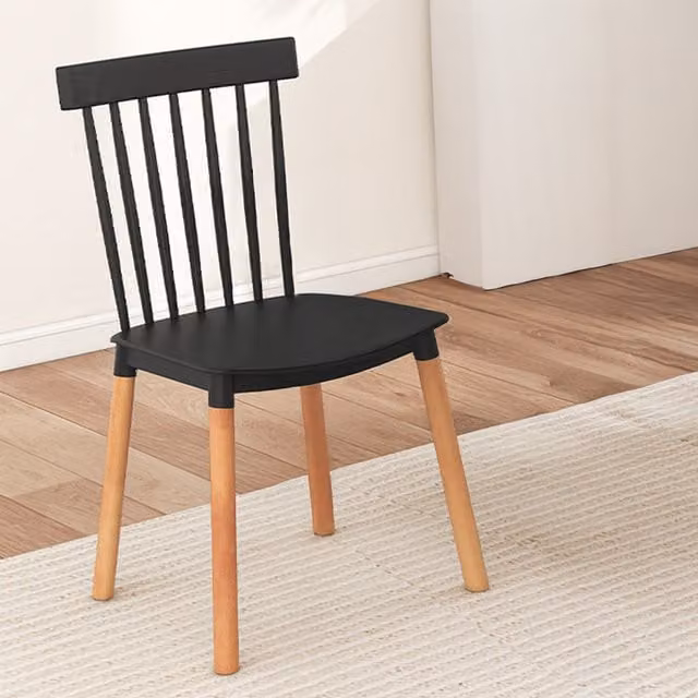 Set of 4 COSTWAY Classic Beech Wood Dining Chairs in Black