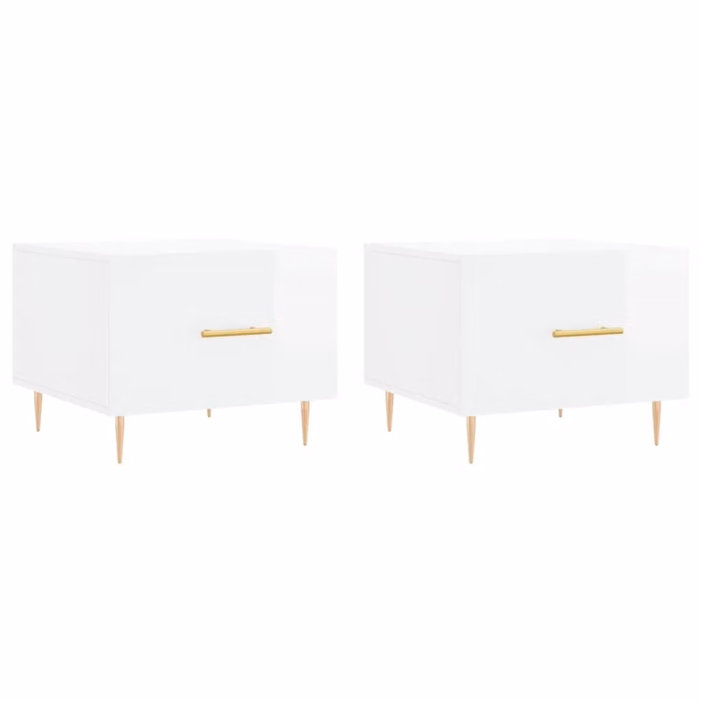 Berkfield Home Set of 2 High Gloss White Square Coffee Tables, W/D/H: 50 x 50 x 40 cm