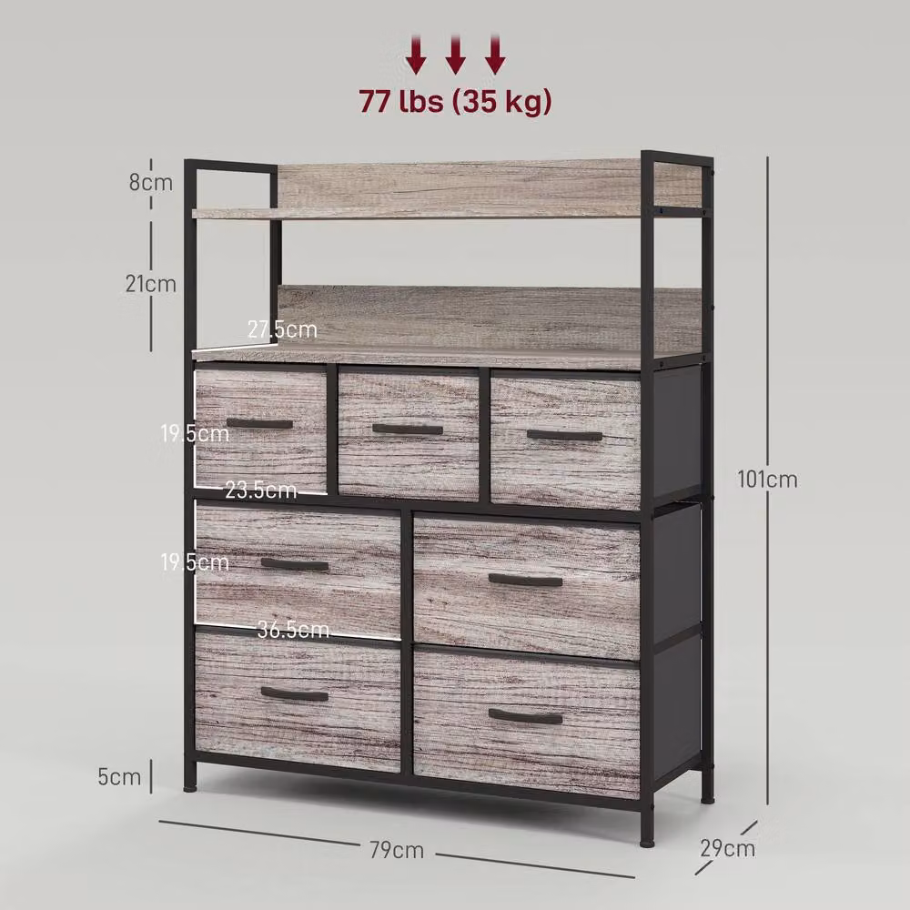 STILVORA Grey Chest of Drawers with Seven Fabric Drawers – 3
