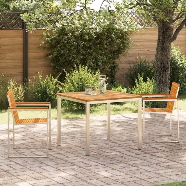 Berkfield Home 3 Piece Acacia Wood Garden Dining Set in Brown