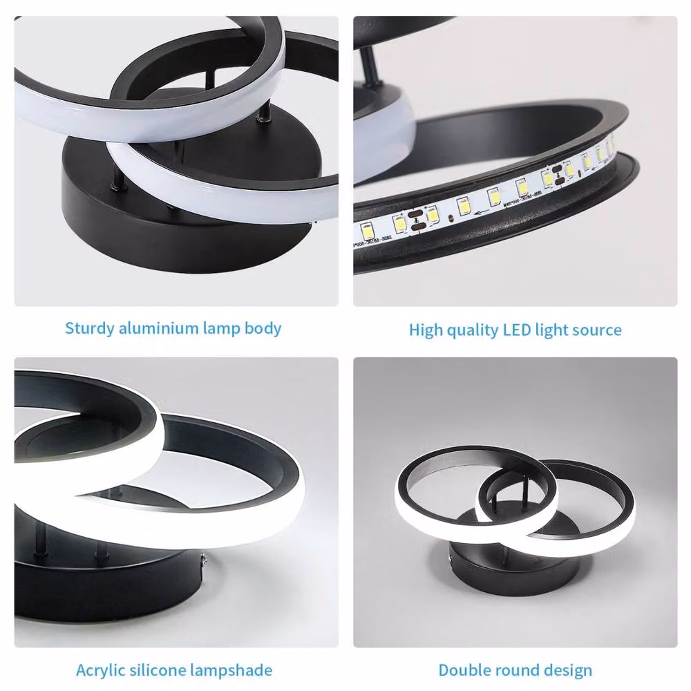Pheashine Modern LED Ceiling Light, Black, Diameter: 25 cm, 6500K Cool White – 3