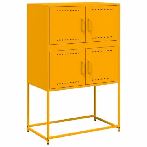 vidaXL Industrial Metal Sideboard in Mustard Yellow, W/D/H: 68.5 x 38.5 x 107 cm