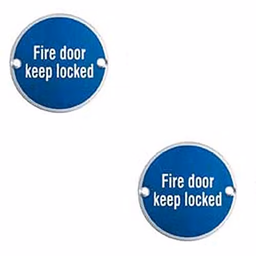 Loops 2 Pack Fire Door Keep Locked Sign, Polished Stainless Steel – 1