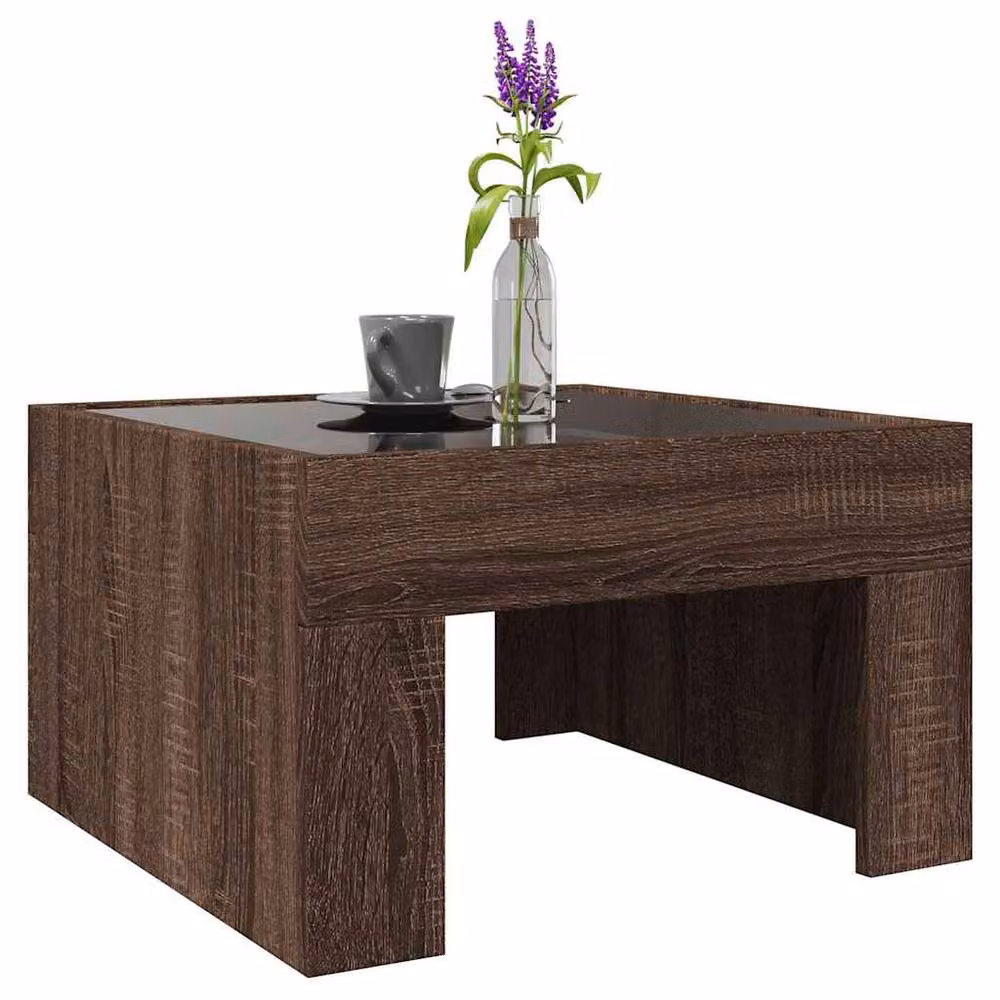 Berkfield Home Infinity LED Decorative Coffee Table in Brown Oak, W/D/H: 50 x 50 x 30 cm – 3