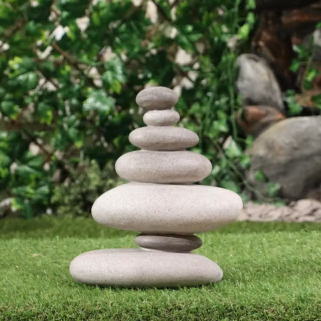 Betley Butterfly Grey Stone Cairn Resin Sculpture with 7 Balancing Stones