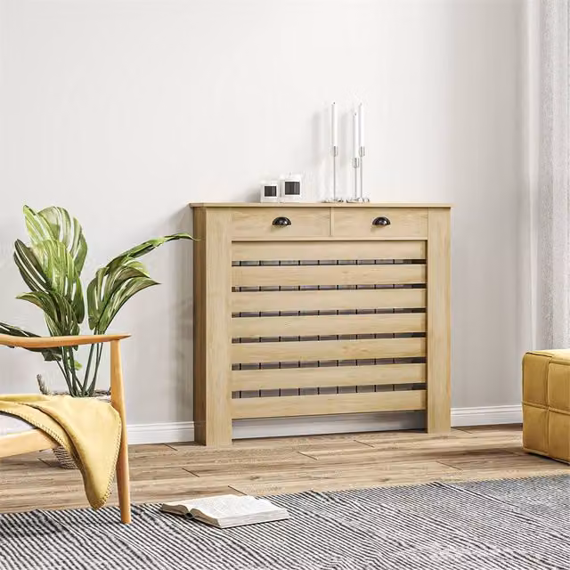 PAWNORA Heating Radiator Cover in Light Oak, W/D/H: 111 x 19 x 95.5 cm – 1