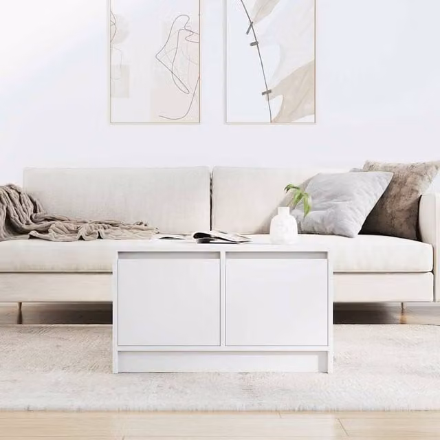 Berkfield Home Decorative Coffee Table with Drawers, White, W: 70.5 cm, D: 70 cm, H: 40 cm