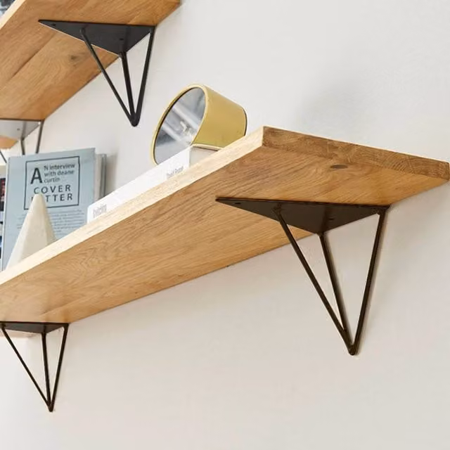EONLION Set of 2 Rustic Scaffold Board Shelf Brackets in Black Steel – 1