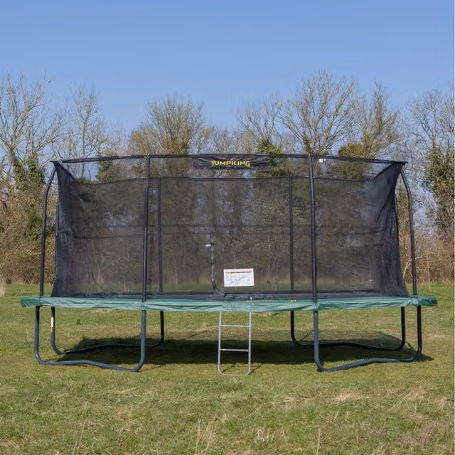 JumpKing Rectangular Trampoline V2 in Green and Grey, 17ft