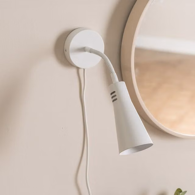 Edwards White Adjustable Metal Goose Neck Plug In Wall Light