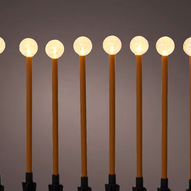 Lumineo 8-Piece Warm White LED Twinkling Globe Pathway Post Lights with Timer in Brown