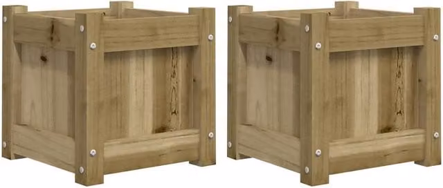 Berkfield Home Garden Impregnated Pine Wood Planter Set of 2 in Brown – 1