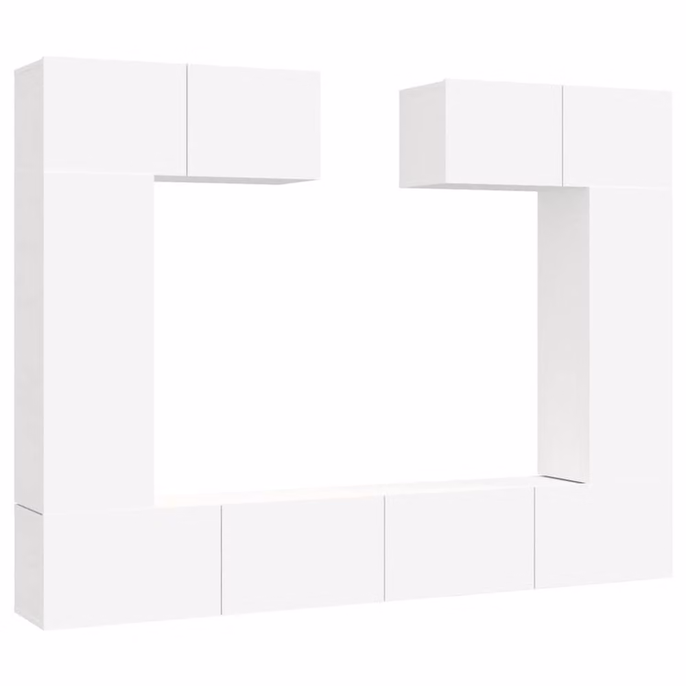 Berkfield Home 6 Piece Classic TV Cabinet Set in White Matt Engineered Wood – 2