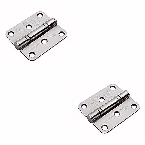 Loops 2 Pack Bright Stainless Steel Ball Bearing Butt Hinges, W/D/H: 76 x 67 x 2.5 mm