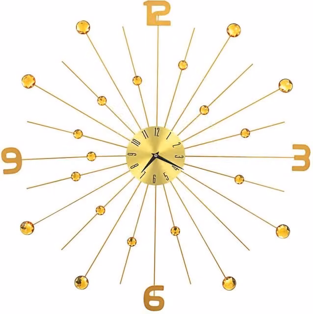Berkfield Home Round Metal Quartz Wall Clock in Gold, Diameter: 70 cm