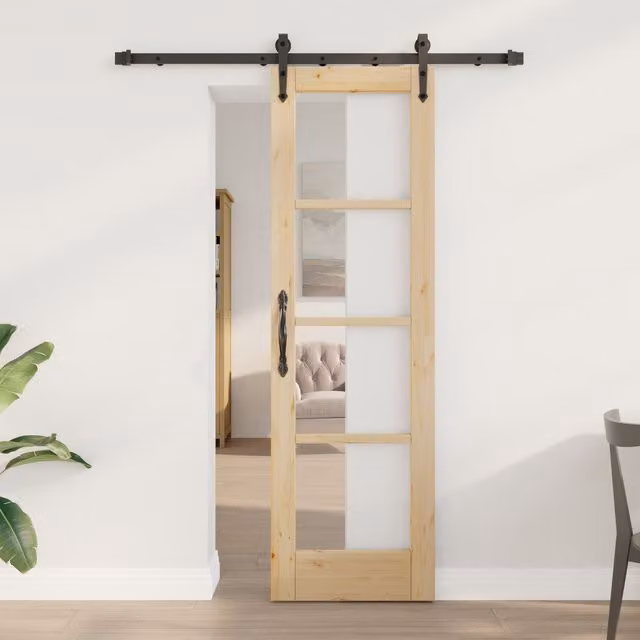Berkfield Home Orkdal Modern Veneered Sliding Door with Hardware Set in Beige, W: 61 cm, H: 198.5 cm – 1