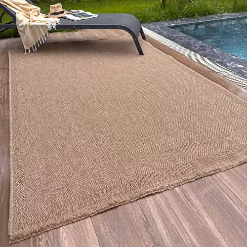THE RUGS Nature Collection Tona Border Indoor/Outdoor Area Rug, Beige, W: 80 cm, L: 150 cm – 1