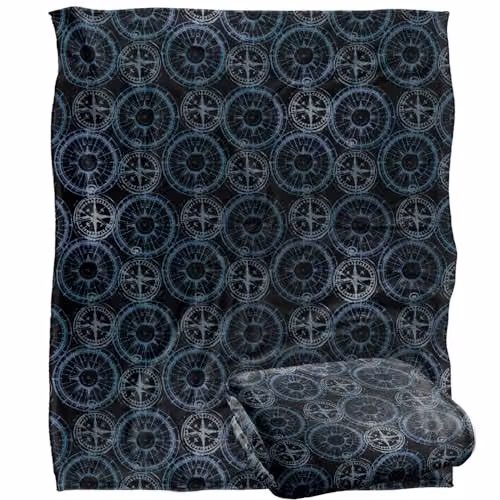 JQ Licensing Compass Pattern Silky Touch Super Soft Fleece Throw Blanket, White, W/D/H: 152 x 127 cm – 6