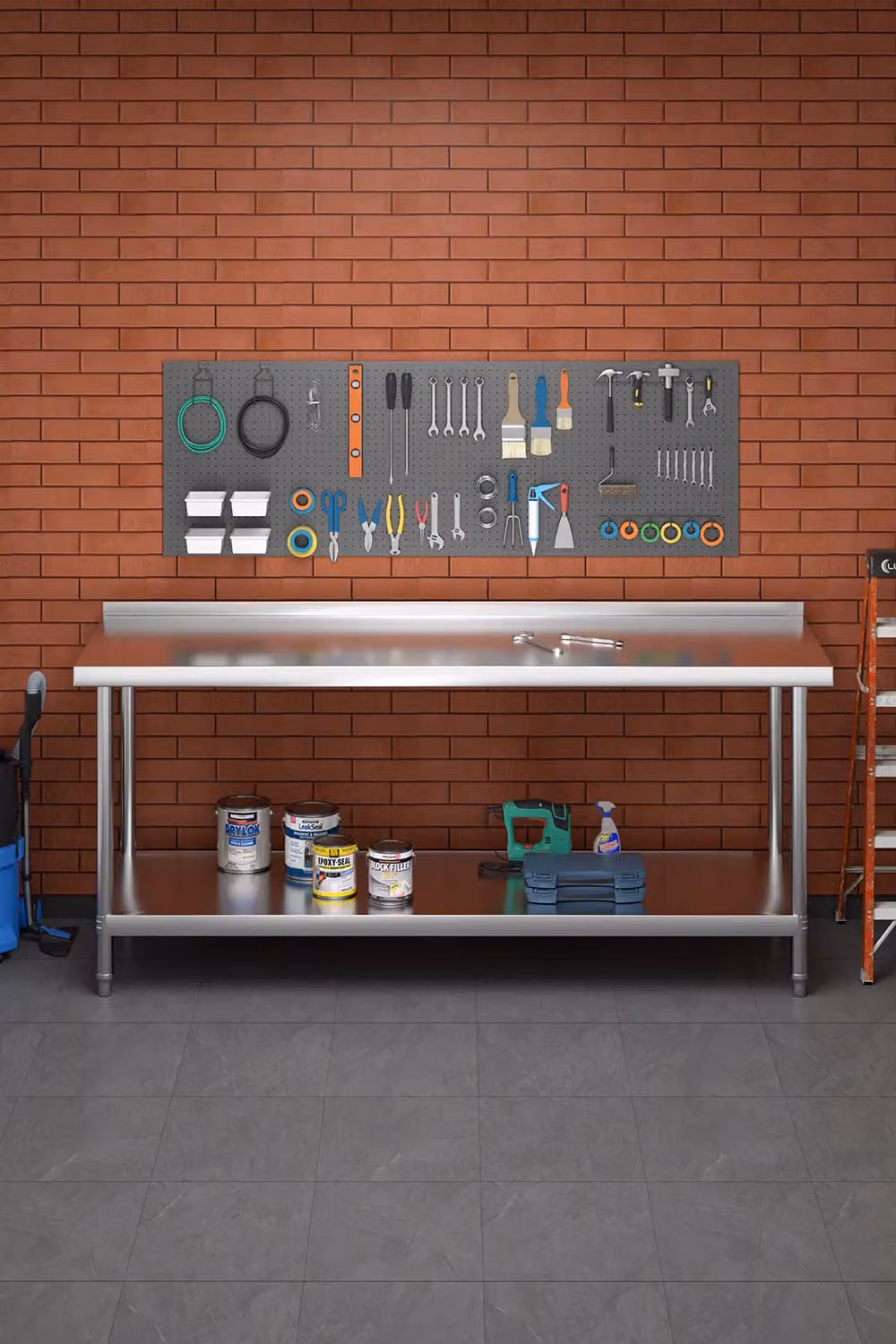 Living and Home Stainless Steel Storage Prep and Work Table with Backsplash, Silver, W: 180 cm, D: 80 cm, H: 60 cm – 3