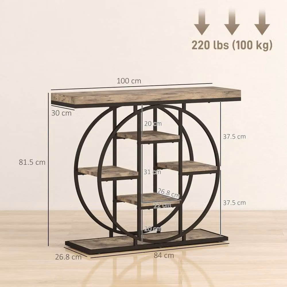 Wyld Haus Reyore Industrial Console Table in Brown Wood and Black Steel – 4