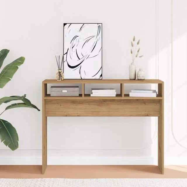 Berkfield Home Artisan Oak Console Table in Brown, W/D/H: 105 x 30 x 80 cm – 1