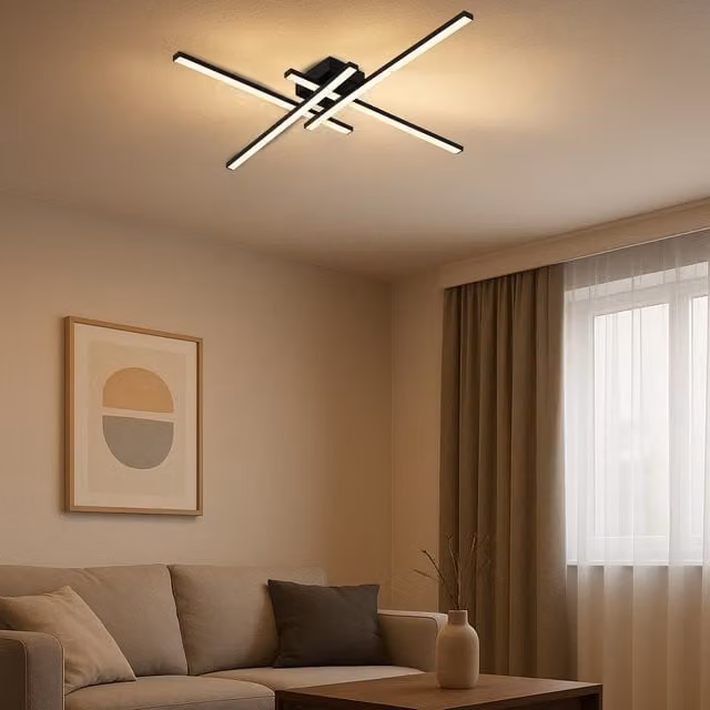 Eglo Vascella Modern Square LED Ceiling Light, Black and White Metal and Plastic