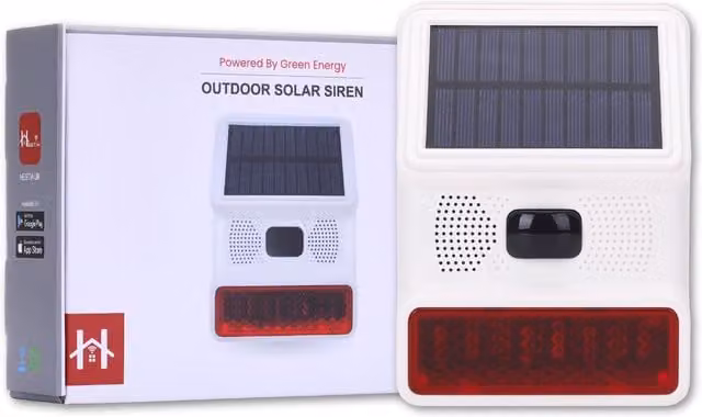 HESTIA Outdoor Solar Siren with Back-Up Battery, White