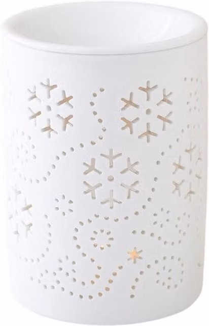 Something Different Wholesale White Ceramic Snowflake Cut Out Oil Burner and Wax Warmer