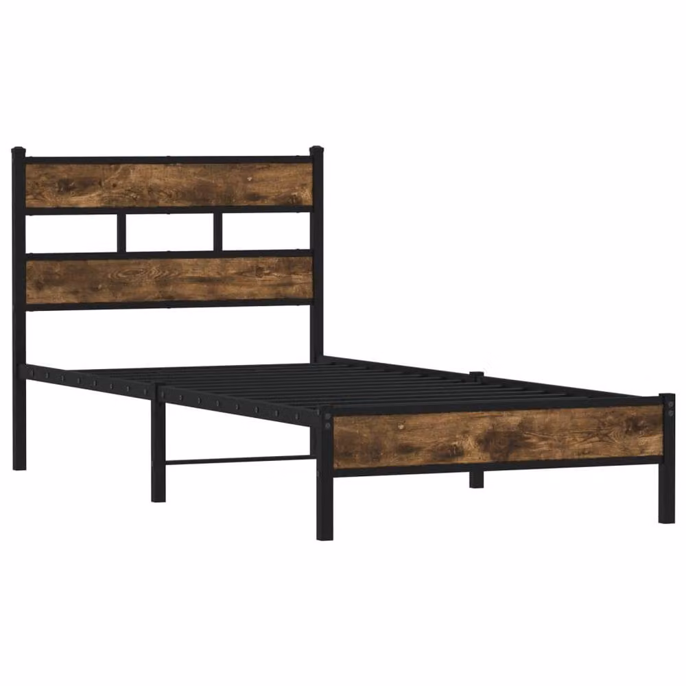 Berkfield Home Sonoma Oak Single Bed Frame with Headboard in Brown, W/D/H: 90 x 190 cm – 2