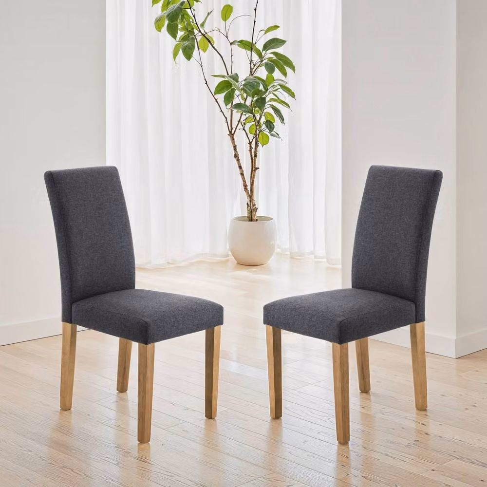 Cheshire Dunmore Elegant Fabric Dining Chairs, Set of 2, Grey and Multicolour Modern Wood Design – 3