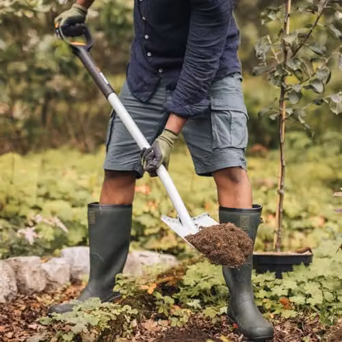 Fiskars Xact Telescopic Pointy Shovel for Hard, Rocky Soil in Black and Orange, Length: 111 - 130 cm – 4