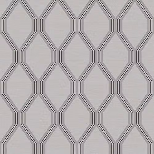 Debona Ariana Geometric Glitter Trellis Retro Textured Grey and Silver Wallpaper