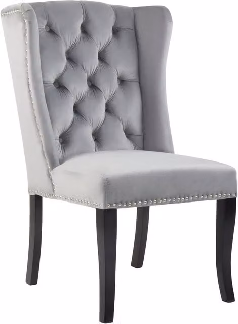 Interiors by Premier Classic Grey Velvet Dining Chair with Wood Legs