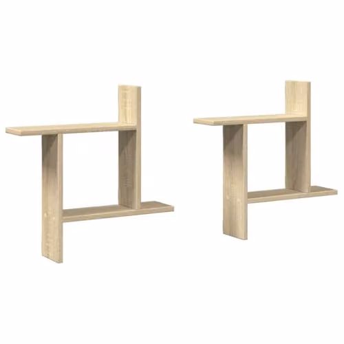 vidaXL Set of 2 Modern Wall Mounted Shelves in Sonoma Oak Brown, W/D/H: 50 x 12 x 50 cm