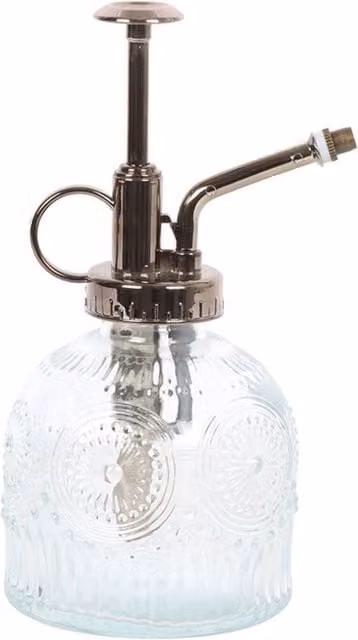 KDMK Vintage Glass Plant Mister with Decorative Pattern in Transparent Yellow