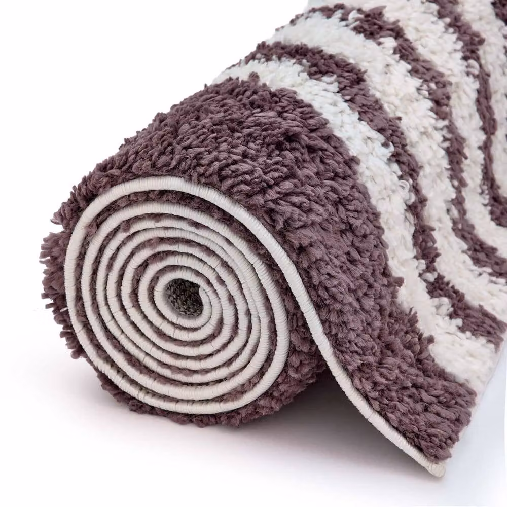 THE RUGS Moodi Rainbow Design Shaggy Soft High Pile Living Room Rug in Purple and Multicolour W: 160 cm, D: 230 cm – 6